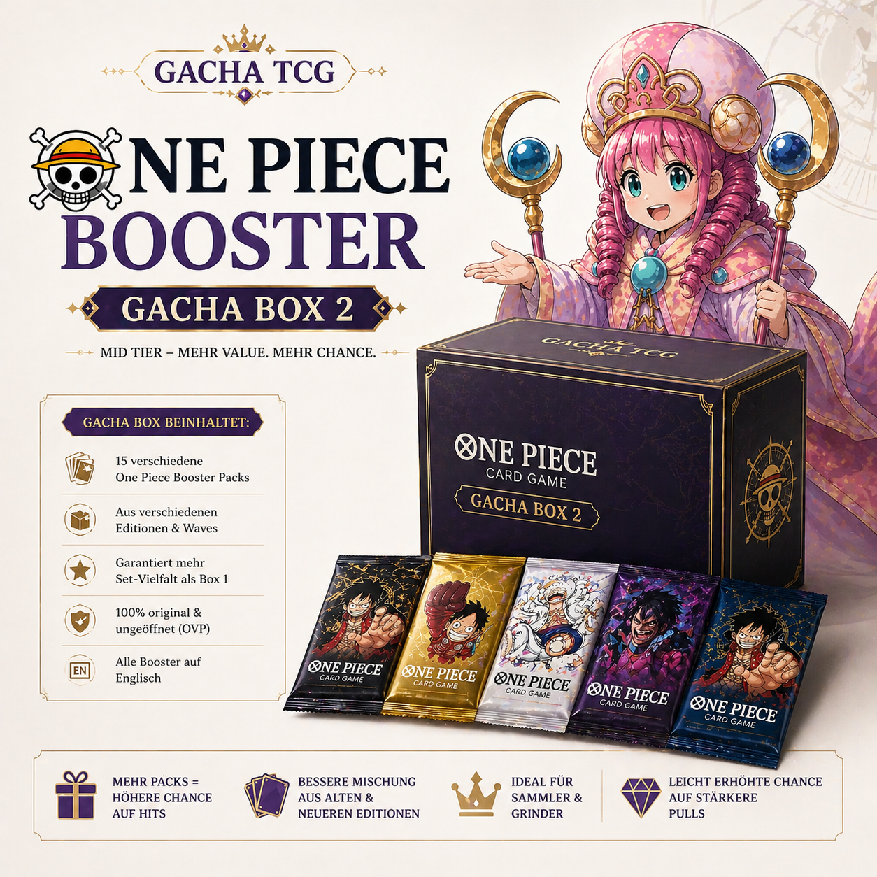 Gacha TCG - Gacha Box 2 - One Piece Zufällige Booster